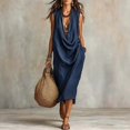 thumbnail image 2 of SONXAHE Side-Pocket Midi Dress for Women Sleeveless Cowl-Neck Weekend Casual Mid-Length Dresses, 2 of 4