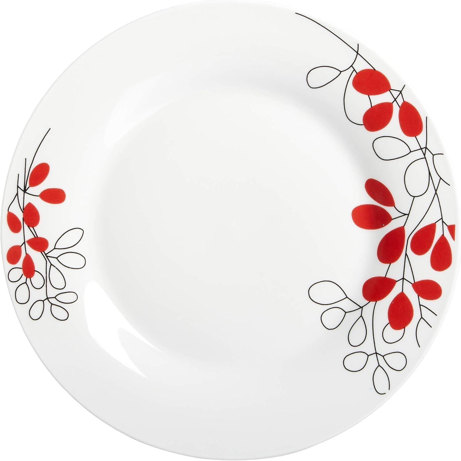 Gibson Scarlet Leaves 12-Piece Porcelain Dinnerware Set – Red & Gray Leaf Design, Service for 4 – Microwave & Dishwasher Safe