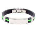 thumbnail image 2 of Men's Women's Cool Stainless Steel Rubber Wristband Bangle Clasp Cuff Bracelet,Green, 2 of 8