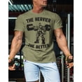 thumbnail image 3 of Gymish The Heavier The Better Workout Shirt for Men – Funny Gym T-Shirt, Motivational Lifting Tee, Military Green, Small, 3 of 6