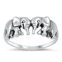 CHOOSE YOUR COLOR Women's Elephant Pair Ring .925 Sterling Silver Band Jewelry Female Male Size 11