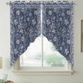thumbnail image 2 of Navy Blue Floral Boho Swag Valances for Windows, Kitchen Window Curtains Over Sink, Ethnic Tribe Abstract Art Flower Window Treatment Curtains for Living Room/Bedroom Curtains 2 Panel Sets 36"x45", 2 of 8