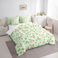 thumbnail image 3 of Manfei Fashion Green Flower Bedding Comforter Set 7 Pieces, Romantic Rustic Floral Full Bedding Set, Teens Kids Girls Women Fitted Sheet Flat Sheet, Lightweight Room Decor, 3 of 7