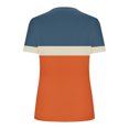 thumbnail image 4 of WCMZJ Plus Size Tops for Women Color Block Casual T-Shirt Short Sleeve V Neck Tunic Oversized Shirts Orange 5XL, 4 of 5