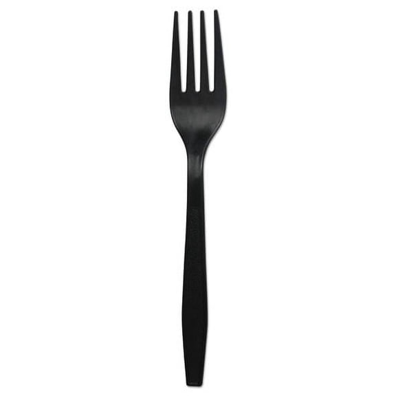 Heavyweight Polypropylene Cutlery, Fork, Black, 1000/carton | Bundle of 2 Cartons