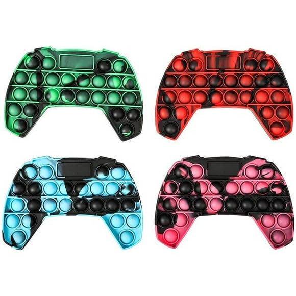 Aochakimg Pop Push its game controller game handle shape Pop Push tie-dye bubble sensory fingertip toy autism special needs children and adults pressure reducer, 4 pcs (4 colors)