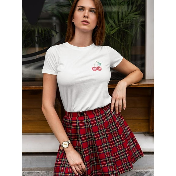 Cool Red Cherries Sketch T-Shirt Women -Image by Shutterstock, Female Small