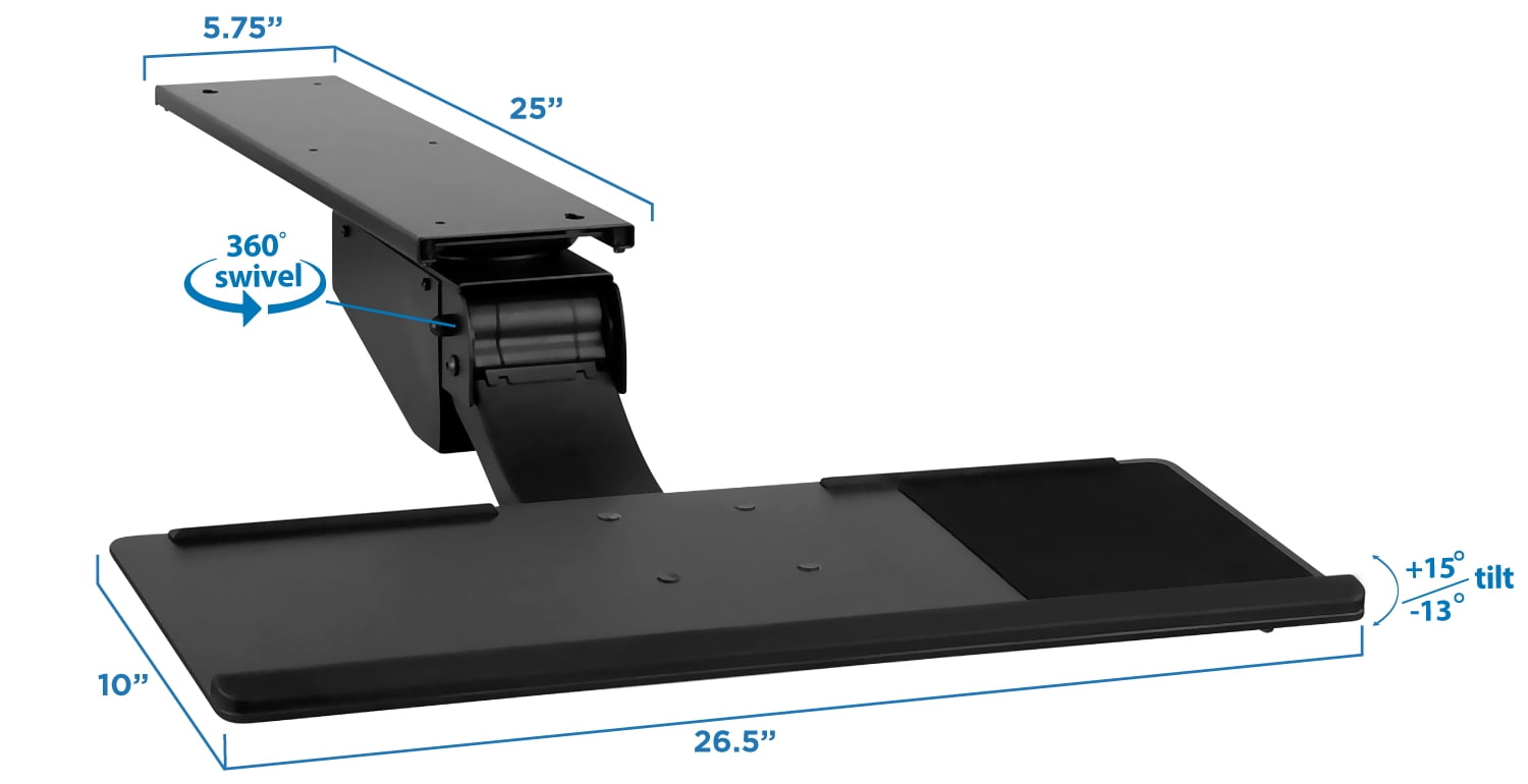 Mount-It! Sit Stand Keyboard Tray | Under Desk Keyboard and Mouse Drawer | 26.5 Inch Wide Platform