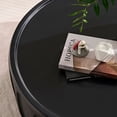 thumbnail image 4 of 35.43" Round Coffee Table, Fiberglass Coffee Table Modern Side Table Handcraft Drum Center Table Accent End Table for Living Room Bedroom Apartment Office, Black, 4 of 7