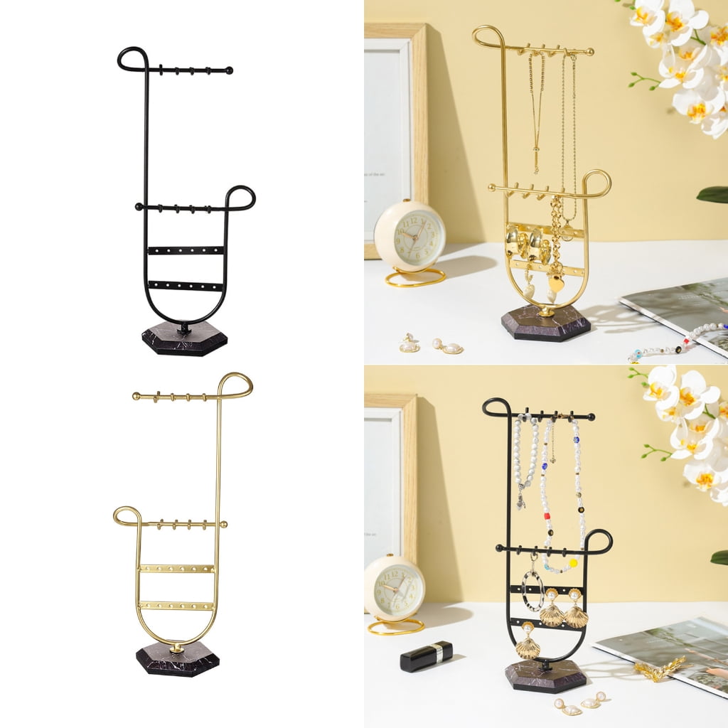 Oasiva Jewelry Organizer Holder for Earrings Necklaces Bracelets Marble Base Earring Display Stand Hanger U-Shape Display Rack