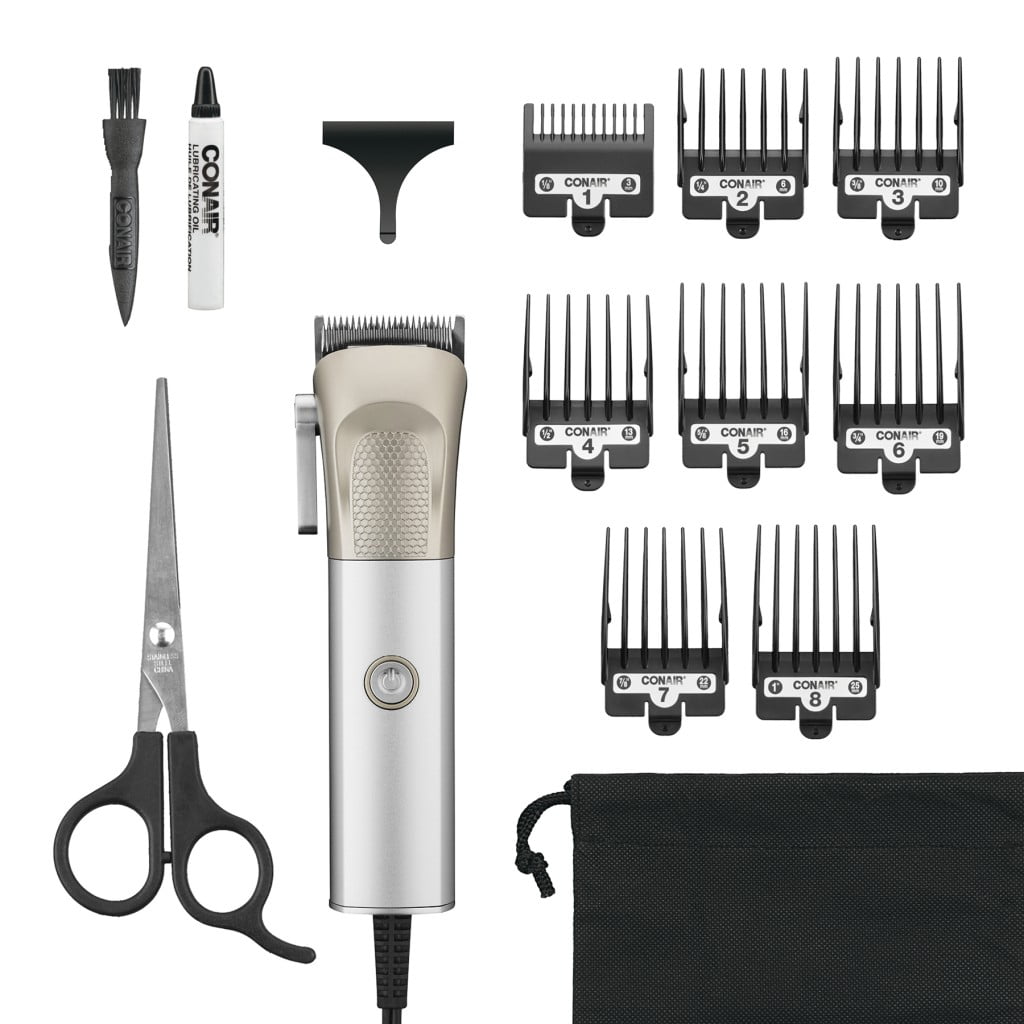 ConairMAN Metalcraft Hair Clippers for Men, 13-Piece Home Hair Cutting Kit with High Performance Professional MetalCraft Clipper HC6000