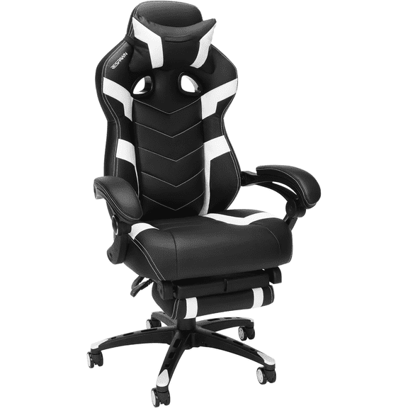 110 Ergonomic Gaming Chair with Footrest Recliner - Racing Style High Back PC Computer Desk Office Chair - 360 Swivel, Adjustable Lumbar Support, Headrest Pillow, Padded Armrests - 2021 White