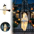 thumbnail image 6 of Taotanxi Hanging Ghost Decor(5Ft),Early Halloween Decorations Light-Up Flying Ghost on Broomstick with Witch Hat, Witch Broom, Spooky Cute Outdoor Halloween Decorations for Front Porch Yard Tree, 6 of 8