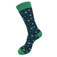 thumbnail image 4 of Urban-Peacock Men's Crew Socks: Clovers in Dark Navy Blue & Green - 1 Pair, 4 of 8