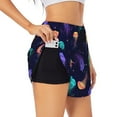 thumbnail image 2 of Haiem Sea Jellyfish Women's 2 in 1 Running Shorts - Lightweight Athletic Workout Gym Yoga Breathable Sports Shorts Liner with Phone Pockets-, 2 of 9