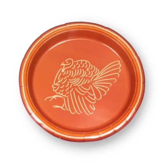 10ct 10" Thanksgiving Paper Party XL Plate Turkey