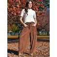 thumbnail image 4 of Women'S Corduroy Pants Baggy Wide Leg Pants Casual Elastic Waisted Palazzo Harem Pants with Pockets Brown XL, 4 of 8