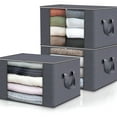 thumbnail image 4 of AUQ 2Pcs Blanket Storage,23.6"*15.7"*13.8" Clothing Storage Bins,Clothing Storage Bags,Gray1, 4 of 4