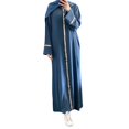 thumbnail image 1 of XDZJLR Women's Dresses Solid Color Puff Sleeve O Neck Maxi Muslim Dress, 1 of 5