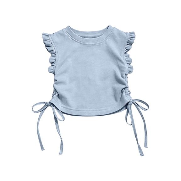 Crew Neck Vest for Kids Girl Boy Summer Fall Cap Kawaii Ruched Camisole Tank Paperbag Basic Tops Vest Kid 2026 Clothes Trendy