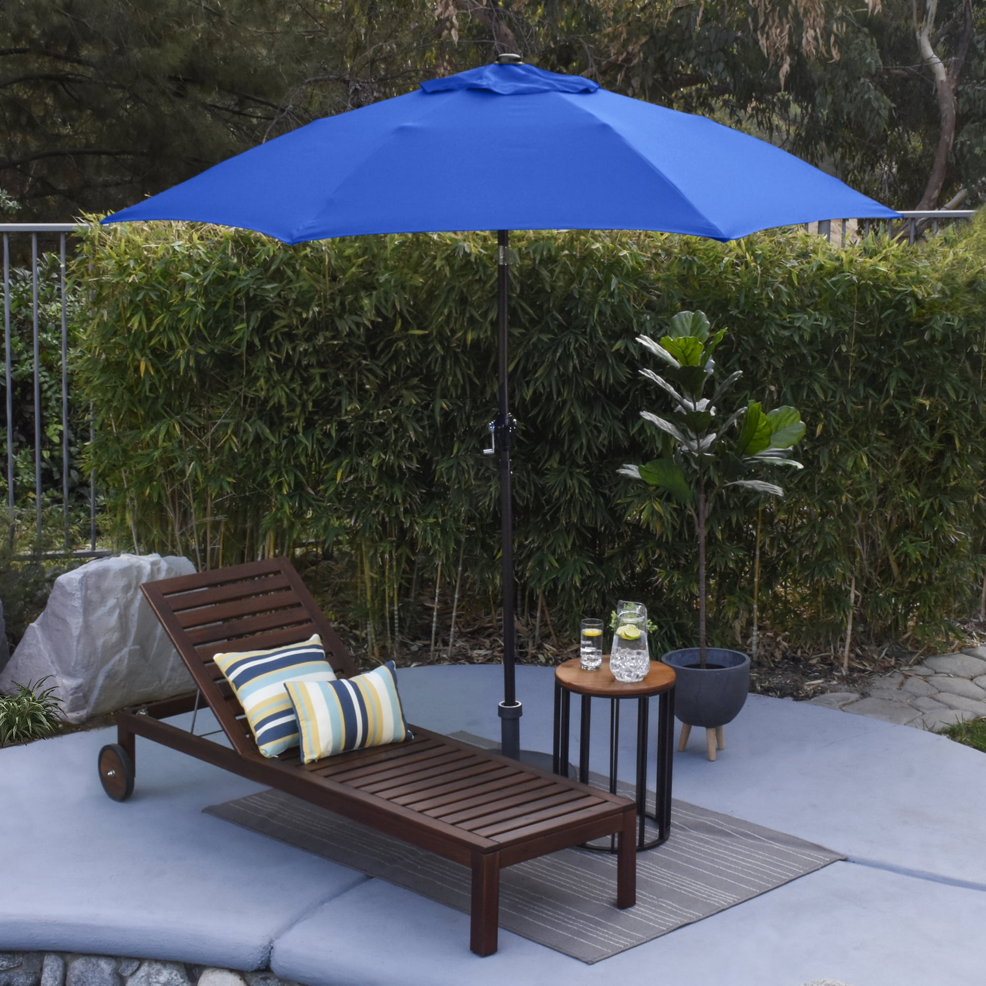 Astella 102" Pacific Blue Solid Print Hexagon Market Patio Umbrella with UV Resistant Material