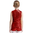 thumbnail image 5 of iiniim Kids Girls Sequins Sleeveless Short Jumpsuit Ballet Dance Biketard Gymnastics Leotard Unitard Red 16, 5 of 6