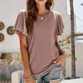 thumbnail image 5 of Summer Savings Clearance 2024! TAGOLD Womens Summer Tops,Women's Casual Fashion Summer T-Shirt Cutout Tunic Ruffle Sleeve Top Blouse Brown 10, 5 of 8