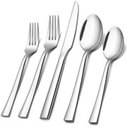 20-Piece Silverware Set, VeSteel Stainless Steel Flatware Set Service for 4, Modern Tableware Cutlery Set Includes Forks, Spoons, Knives, Square Edge & Mirror Finish, Dishwasher Safe