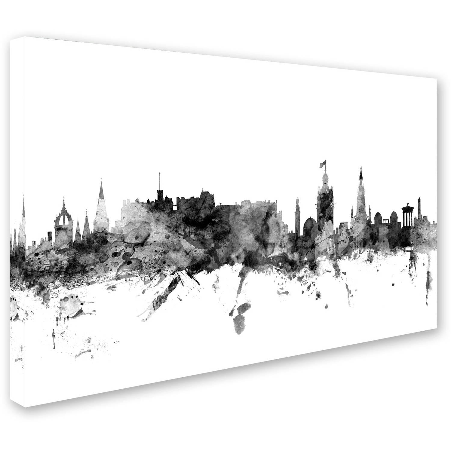 Trademark Fine Art "Edinburgh Scotland Skyline B&W" Canvas Art by Michael Tompsett
