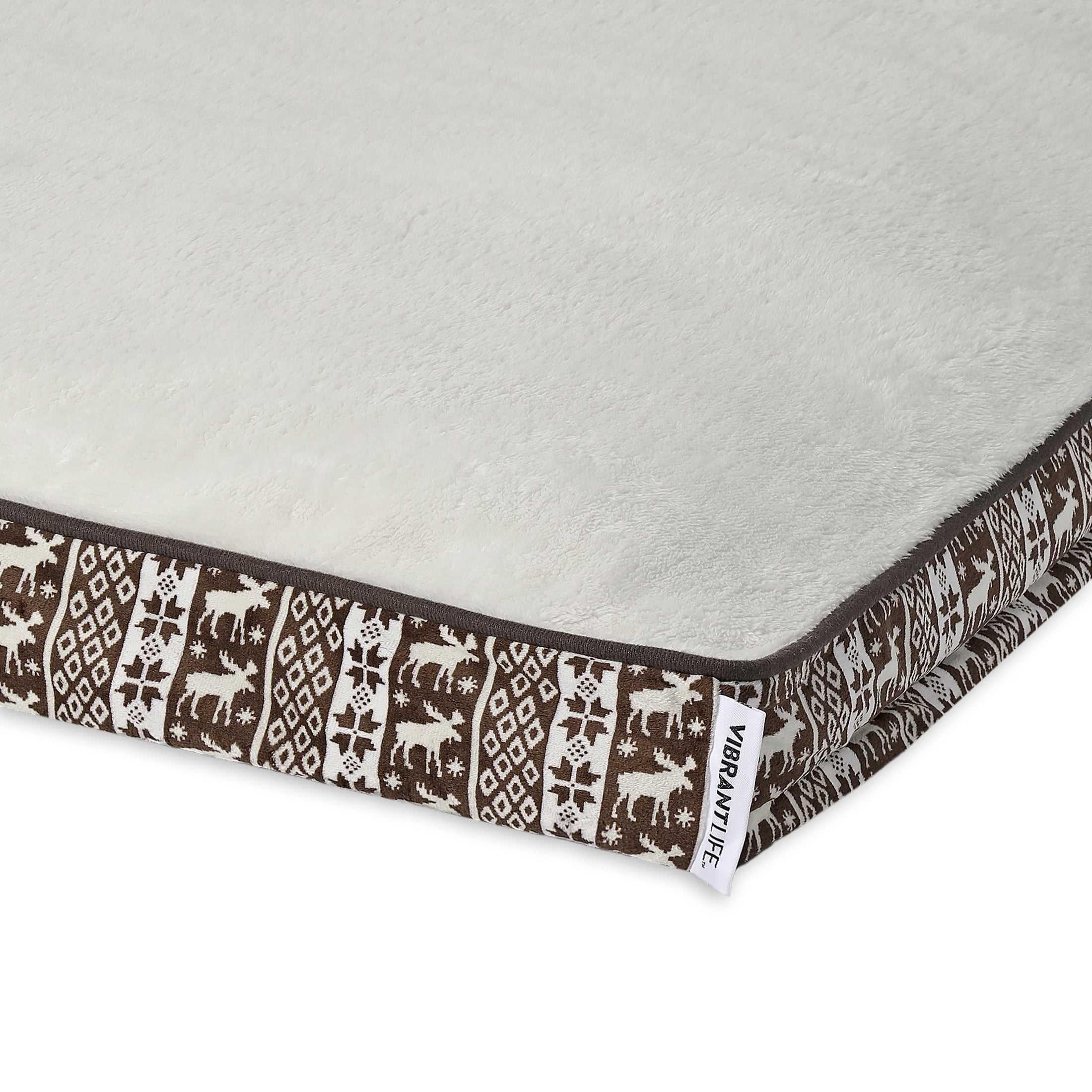 Vibrant Life Large Deluxe Gusset Pillow Dog Bed, Brown Chic Cabin Moose, 42" x 32"