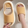 thumbnail image 6 of Women Open Toe Cotton Linen Slippers Indoor EVA Thick Sole Non Slip Slippers Breathable Elastic Memory Foam Comfy Summer House Shoe, 6 of 9
