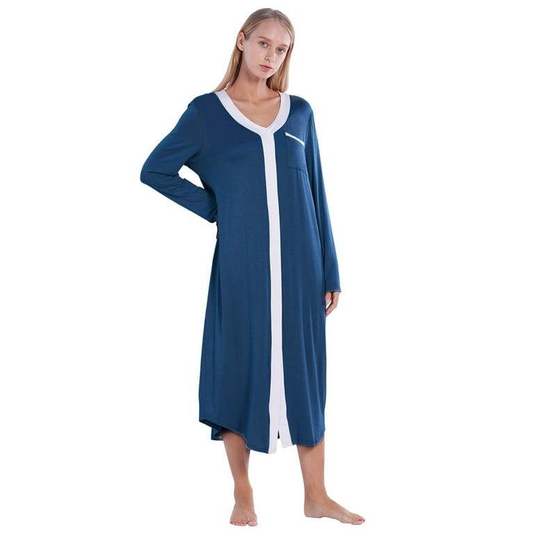 Maternity Nightgown Long Sleeve - 3 in 1 Delivery/Labor/Nursing Nightgown  Women's Maternity Hospital Gown/Sleepwear for Breastfeeding Sleep Dress
