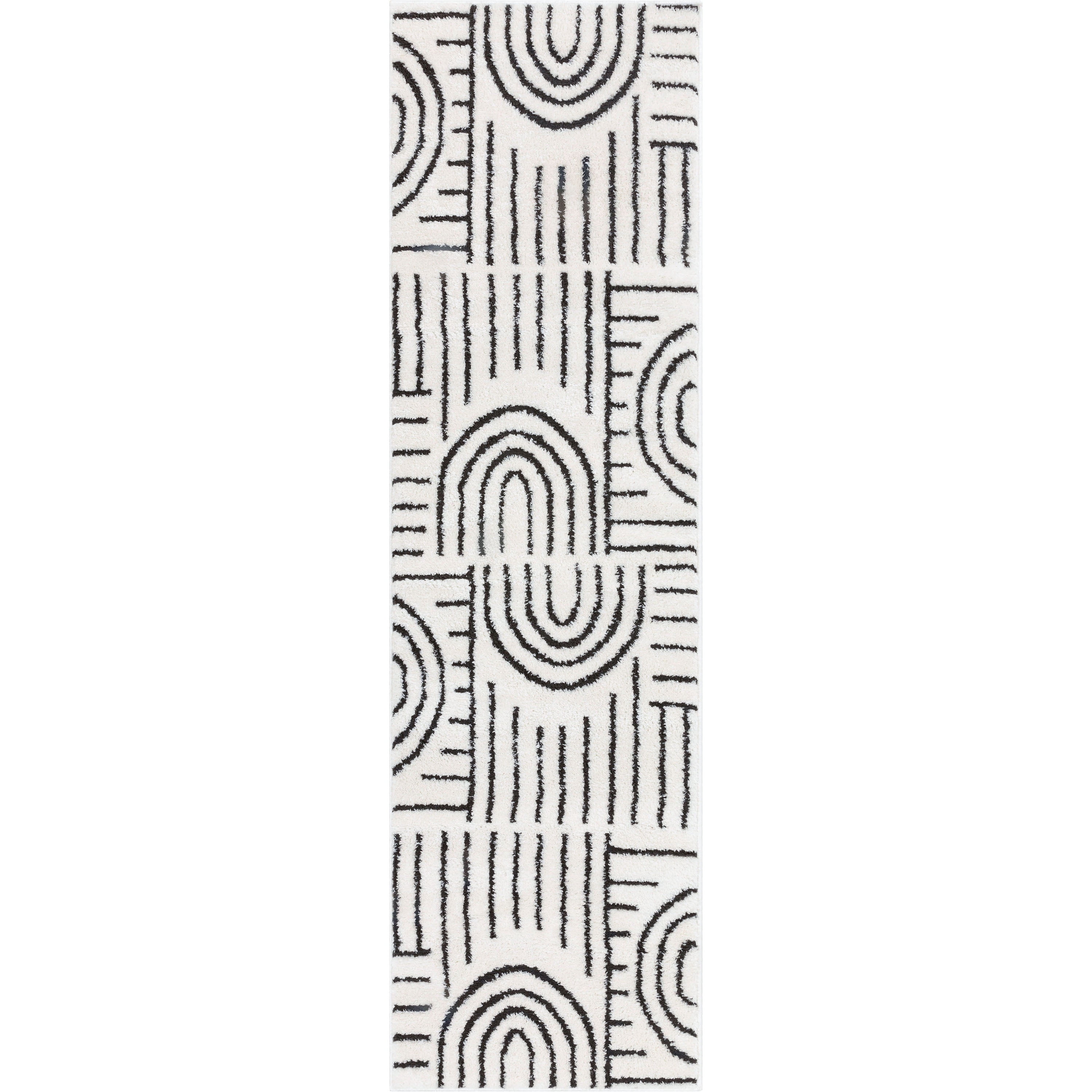 Well Woven Feliz Boho Rainbow Modern Geometric Ivory Black 2' x 7'3" Runner Rug