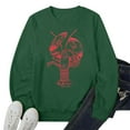 thumbnail image 3 of Cnbwig Pullover Sweatshirt Ladies Tops Graphic Lobster Claw Printed Sweatshirt Cute Funny Hoodless Long Sleeve Crewneck Top Hooded Sweaters Winter Clothes A7-Green XL, 3 of 3