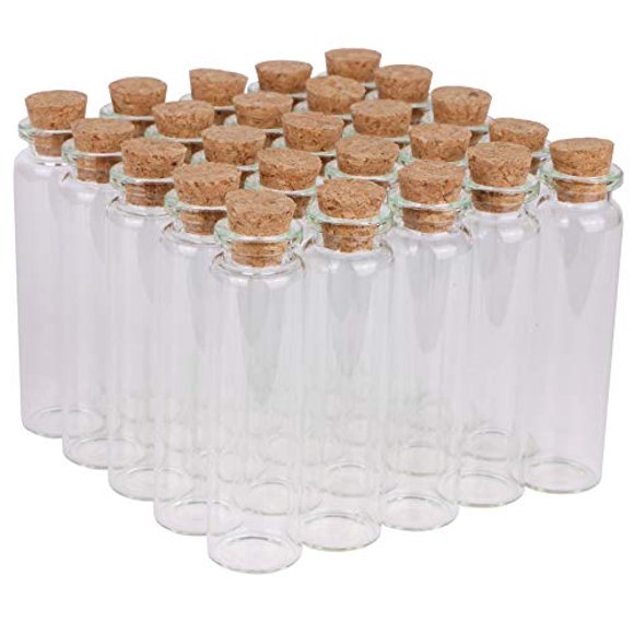 MaxMau Small Bottles with Corks,20 Milliliter 100 Packs Tiny Vials Mini Cork Jars for DIY Art Crafts Projects Party Decoration Wedding Favors