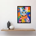 thumbnail image 2 of The Cat in the Caftan Artwork Bold Bright Vibrant Modern Folk Art Acrylic Painting Kids Floral Pattern Art Print Framed Poster Wall Decor 12x16 inch, 2 of 5