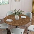 thumbnail image 2 of Brown Coffee Fitted Tablecloth with Elastic Edged, Round Table Cloth for Dining Table, Farmhouses Vintage Cup Plants Text Art Waterproof Oil Proof Table Cover for Indoor Outdoor 45"-54", 2 of 8