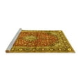 thumbnail image 2 of Ahgly Company Machine Washable Indoor Round Medallion Yellow Traditional Area Rugs, 5' Round, 2 of 4