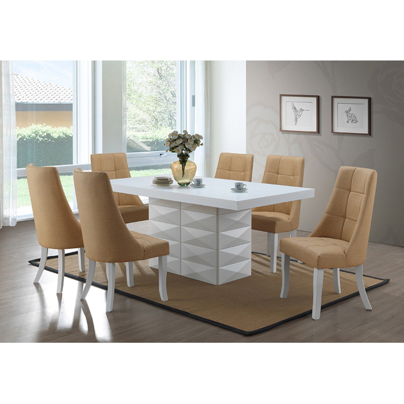 K Amp B Furniture White Wood Modern Dining Table Walmart Com