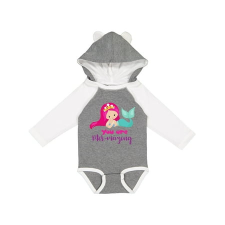 

Inktastic You Are Mermazing Mermaid With Pink Hair Gift Baby Girl Long Sleeve Bodysuit