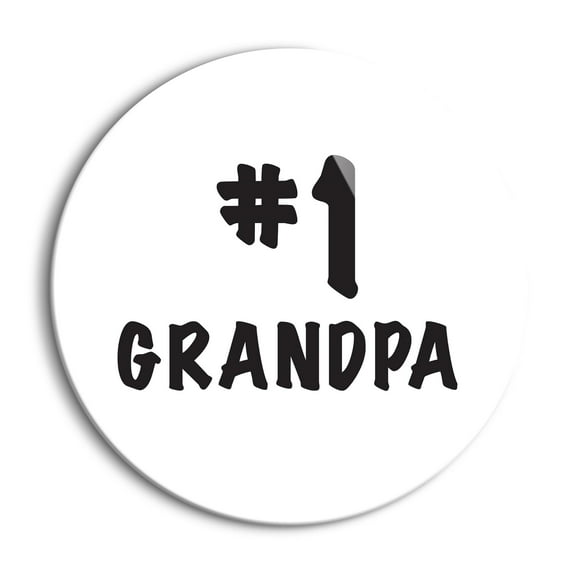 #1 Grandpa Black Script 24 inch Glass Round Wall Hanging Sign