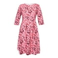 thumbnail image 3 of RYDCOT Women Elegent A-line Vintage Printing Party Vestidos Dress Pink M, 3 of 8