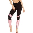 thumbnail image 2 of Dreamgirl Women's Multi-Purpose Activewear Leggings with Criss-Cross Waist Design, Black/Pink, X-Large, 2 of 6