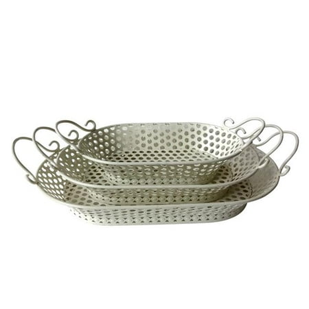 

Jeco HD-HA0007 Ornate White Metal Tray - Set of 3