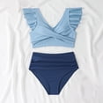 thumbnail image 4 of Women's Swimsuit Two Piece Swimsuit High Waist Ruffled Strap Set plus Size Bathing Suits for Women with Shorts Swim Trunks for Women with Pockets Womens Bathing Suits plus Size Shorts Swim Suites, 4 of 6