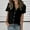 Black, variant on Women's Linen V-Neck Blouse Loose Casual Shirt