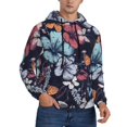 thumbnail image 2 of Wukai Flowers ad Butterflies Print Men Hoodies Fleece Sweatshirts Long Sleeve Sweaters Pullover Fall Outfits Winter Clothes-Large, 2 of 7