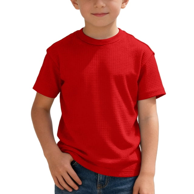 T-shirts pour Enfants Manches Courtes T-Shirts Rouges Col Rond T-Shirts d'Été pour Enfants T-Shirt Jeunesse 3-4 Ans