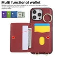 thumbnail image 6 of ELEHOLD Crossbody Wallet Case for Apple iPhone 15 Pro Max with Card Slots Flip Kickstand Anti-Scratch PU Leather Shockproof Wallet Case with Strap & Ring Holder,Red, 6 of 8
