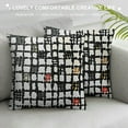 thumbnail image 3 of JEUXUS  Microfiber Throw Pillow Cover, Black and White Thick Line Geometric Pattern for Living Room Sofa Couch Square Decorative Bed Pillow Case, 3 of 5